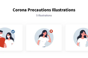 Corona-Vorsichtsmaßnahmen Illustrationspack