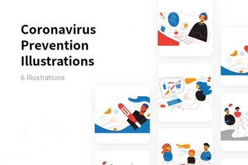 Coronavirus Prävention Illustrationspack