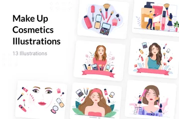 Cosméticos de maquillaje Paquete de Ilustraciones