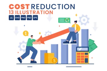 Cost Reduction Business Illustration Pack