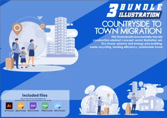 Countryside To Town Migration Illustration Pack