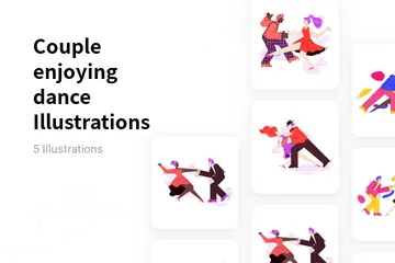 Couple Enjoying Dance Illustration Pack