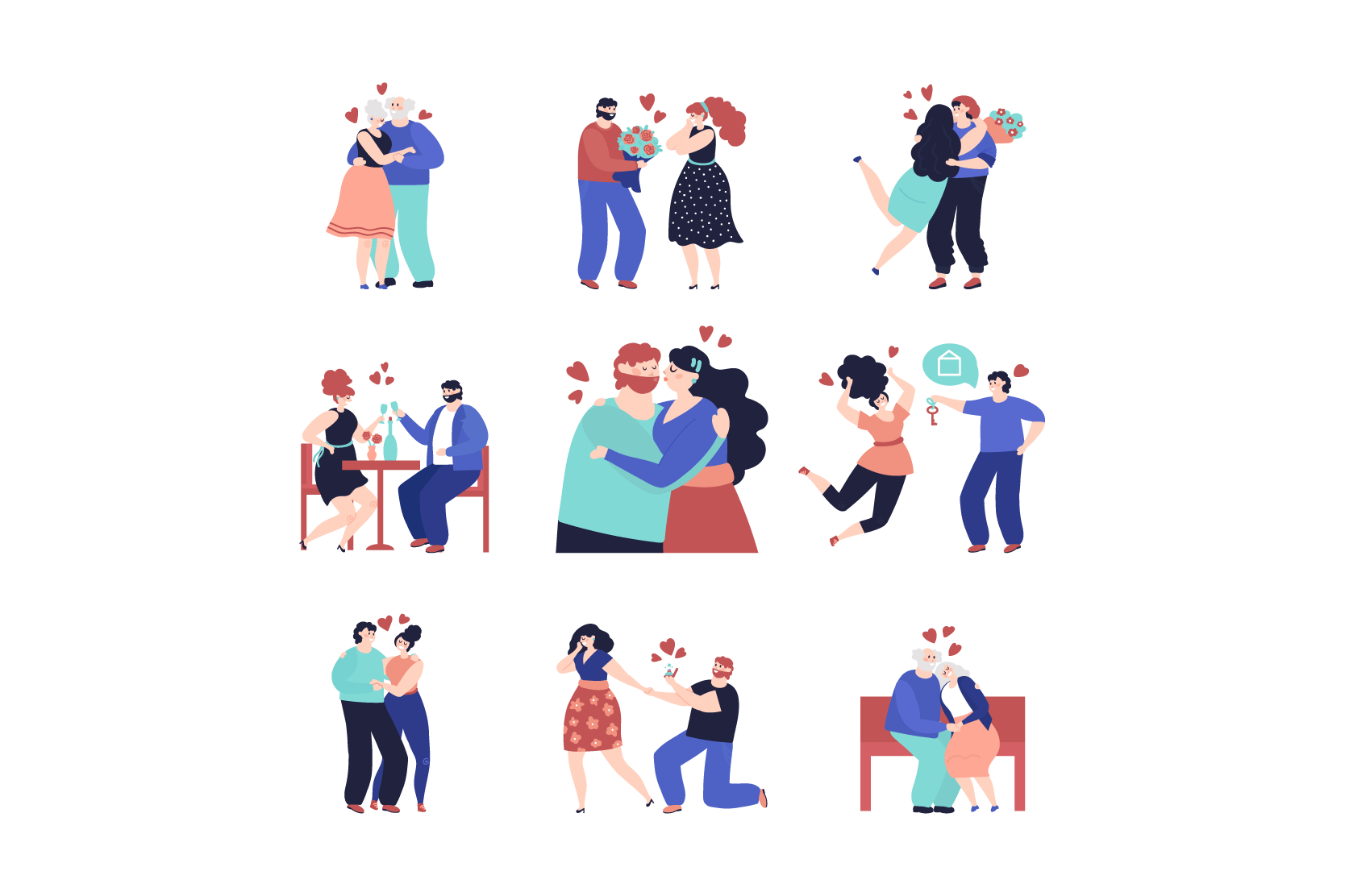 Couple In Love Illustration Pack 9 People Illustrations Svg Png Eps Available 2801