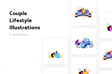 Mode de vie de couple Pack d'Illustrations