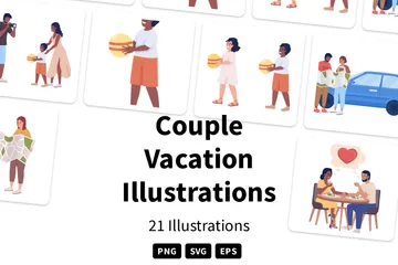Couple Vacation Illustration Pack