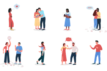 Couple With Children Illustration Pack