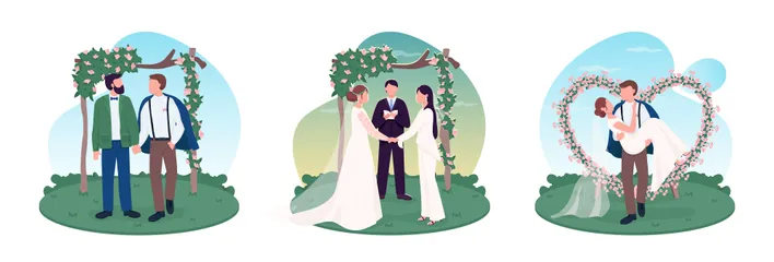 Couples de jeunes mariés Pack d'Illustrations