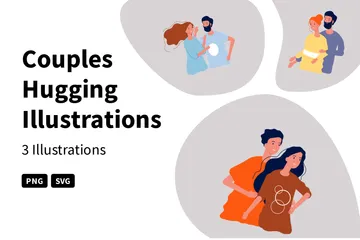 Couples Hugging Illustration Pack