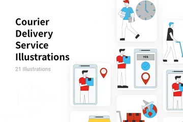 Courier Delivery Service Illustration Pack