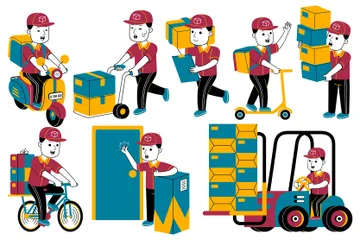 Courier Man Illustration Pack