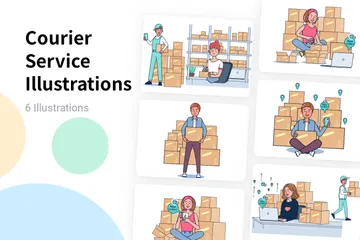 Courier Service Illustration Pack