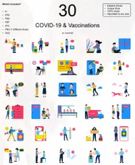 COVID-19 And Vaccinations Illustration Pack