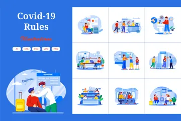 Reglas de Covid 19 Paquete de Ilustraciones