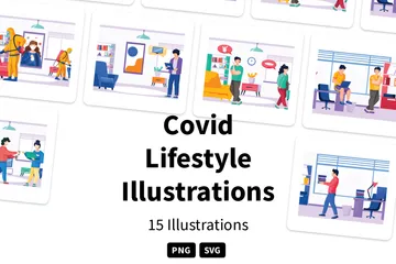 Covid-Lebensstil Illustrationspack