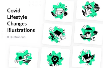 Covid Lifestyle Changes Illustration Pack