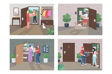 Covid Lockdown Delivery Illustration Pack
