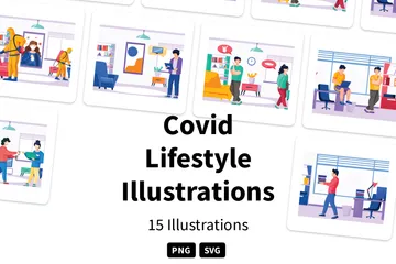 Mode de vie Covid Pack d'Illustrations