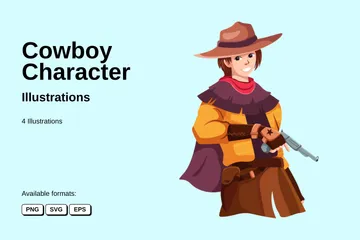 Cowboy-Charakter Illustrationspack