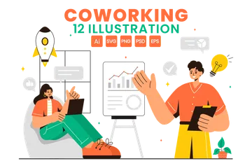 Negocio de coworking Paquete de Ilustraciones