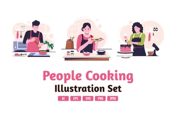 Cozinhando na cozinha Pacote de Ilustrações