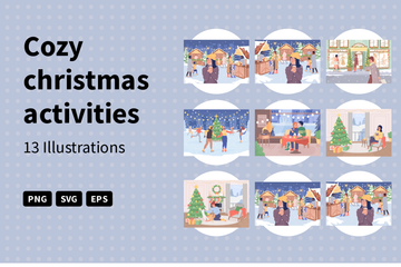 Cozy Christmas Activities Illustration Pack