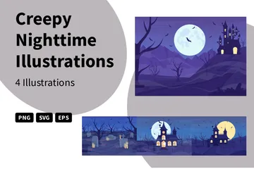 Creepy Nighttime Illustration Pack