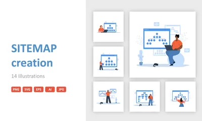 Criação de mapa do site Pacote de Ilustrações