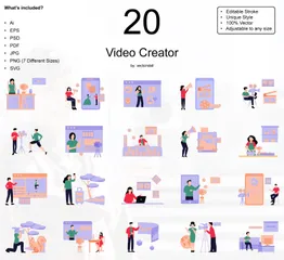 Criador de vídeo Pacote de Ilustrações