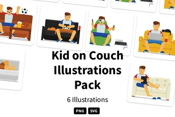 Criança no sofá Pacote de Ilustrações