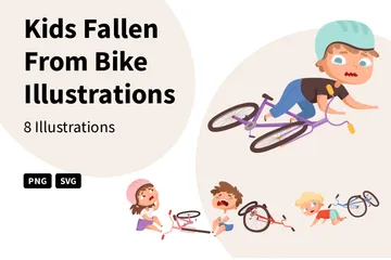 Crianças caíram da bicicleta Pacote de Ilustrações