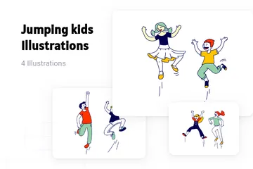 Crianças saltando Pacote de Ilustrações