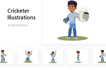 Cricketspieler Illustrationspack
