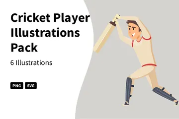 Cricket-Spieler Illustrationspack