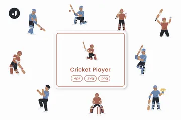 Cricket-Spieler Illustrationspack