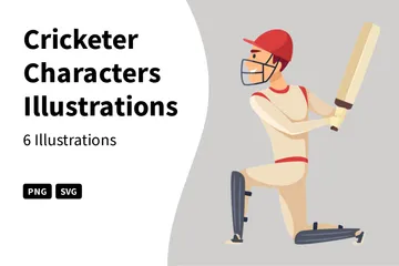 Cricketspieler-Charaktere Illustrationspack