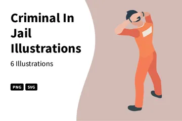 Criminal In Jail Illustration Pack