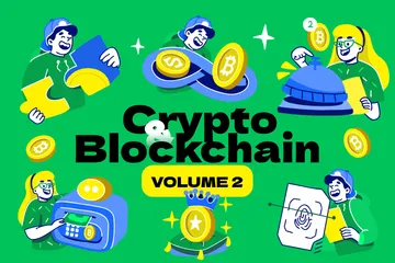 Cripto y cadena de bloques Paquete de Ilustraciones