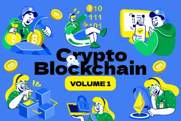 Cripto y cadena de bloques Paquete de Ilustraciones