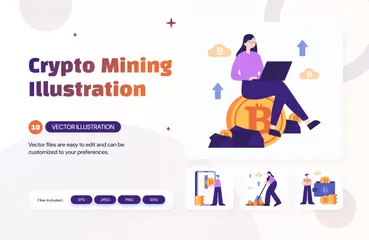 Mineração de criptografia Pacote de Ilustrações