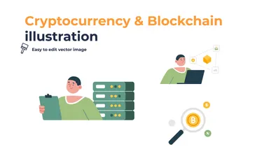 Criptomoeda e Blockchain Pacote de Ilustrações