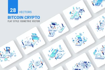 Criptomonedas Bitcoin Paquete de Ilustraciones