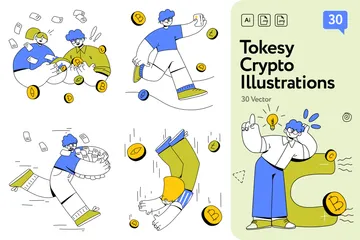 Criptomonedas y tokens Paquete de Ilustraciones