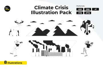 Impacto da crise climática Pacote de Ilustrações