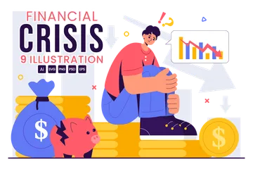 Crisis financiera Paquete de Ilustraciones