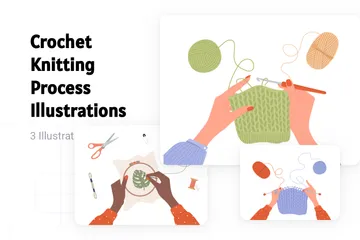 Crochet Knitting Process Illustration Pack