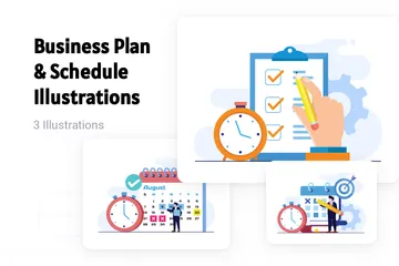 Plano de Negócios e Cronograma Pacote de Ilustrações