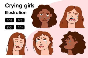 Crying Girls Illustration Pack