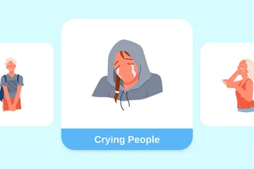 Crying People Illustration Pack