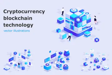 Blockchain de crypto-monnaie Pack d'Illustrations