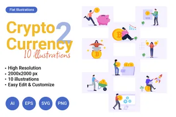 Crypto-monnaie, partie 2 Pack d'Illustrations